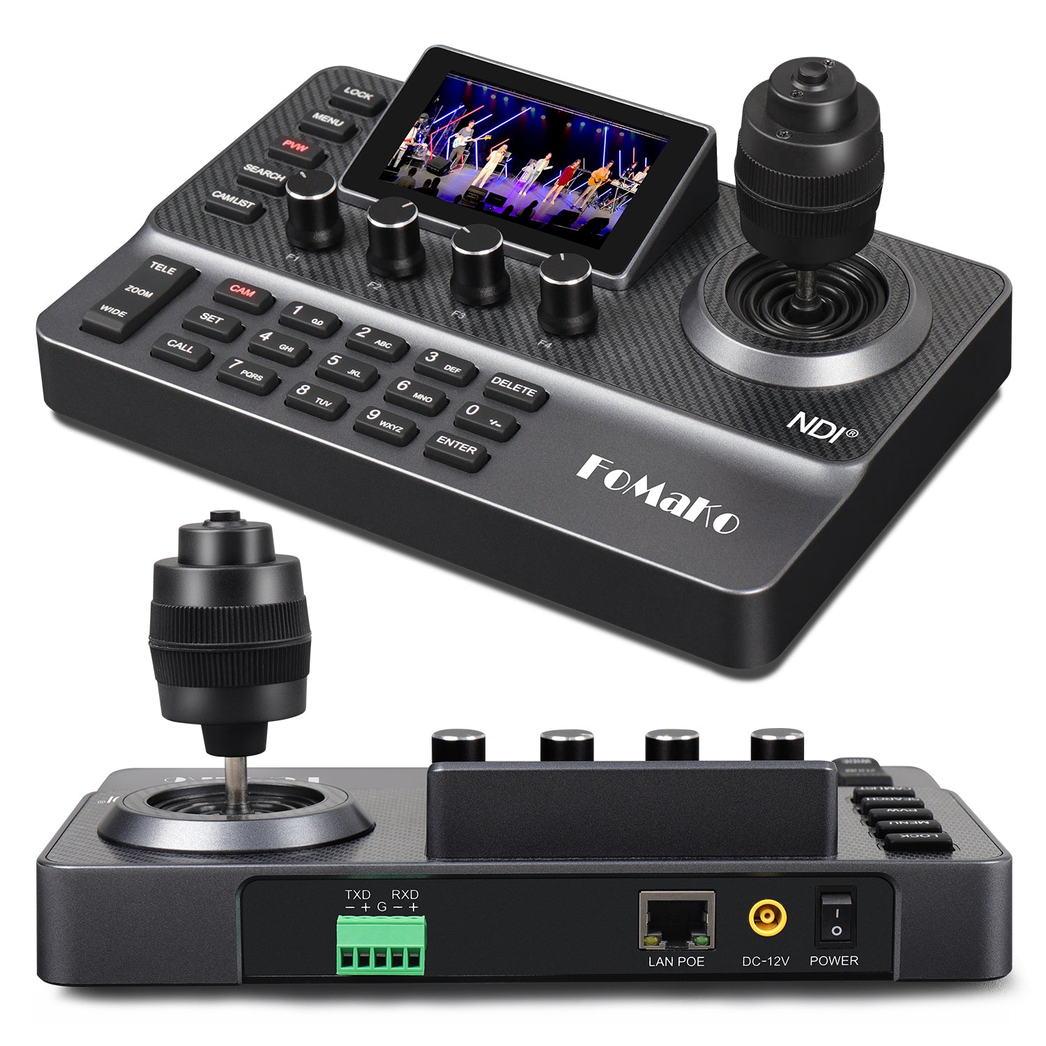 FoMaKo NDI PTZ Camera Controller, LCD Preview, NDI PTZ Controller Keyb