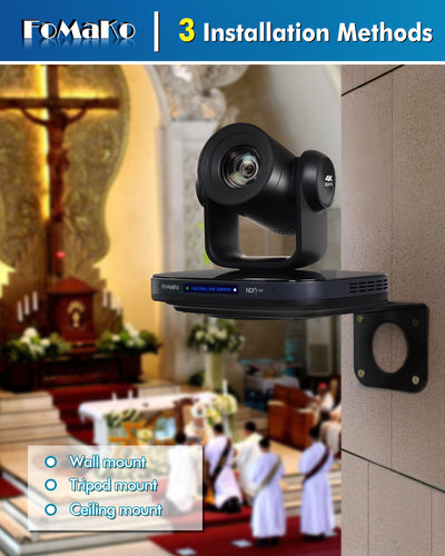 FoMaKo K820S 12G-SDI 4K 60FPS NDI PTZ Camera,Support Freed,20X Optical Zoom,4KP60 AI Tracking, 1/1.8 UHD CMOS 8.42MP HDMI USB3.0 3G-SDI, 12G SDI PTZ Camera for Church (NDI 6 & NDI HX3 Certified)