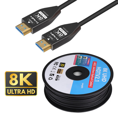 FoMaKo 8K 4K Full Fiber Optic HD Cable 164 FT 50 Meter, Ultra High Speed 48Gbps,UHD HDTV 2.1, Support 8K@60Hz 4K@120Hz, Dynamic HDR, eARC, Active Optical Cable (AOC)