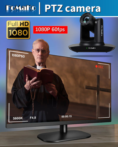 FoMaKo FMK12UH Pro(20x) HDMI PTZ Camera, AI Auto-Tracking Gen 3, 20x Optical Zoom, IP USB3.0 HDMI,for Church Services Worship Education,Upgradable to an NDI Camera