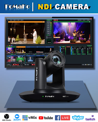 FoMaKo FMK20UH NDI-B NDI PTZ Camera, AI Auto-Tracking Gen 3, 20x Optical Zoom LAN USB3.0 HDMI PTZ Camera for Church Services Worship Education (NDI 6 & NDI HX3) (Black Color)