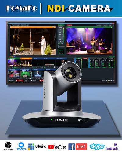 FoMaKo FMK20UH NDI PTZ Camera, AI Auto-Tracking Gen 3, 20x Optical Zoom LAN USB3.0 HDMI PTZ Camera for Church Services Worship Education (NDI 6 & NDI HX3 Certified)