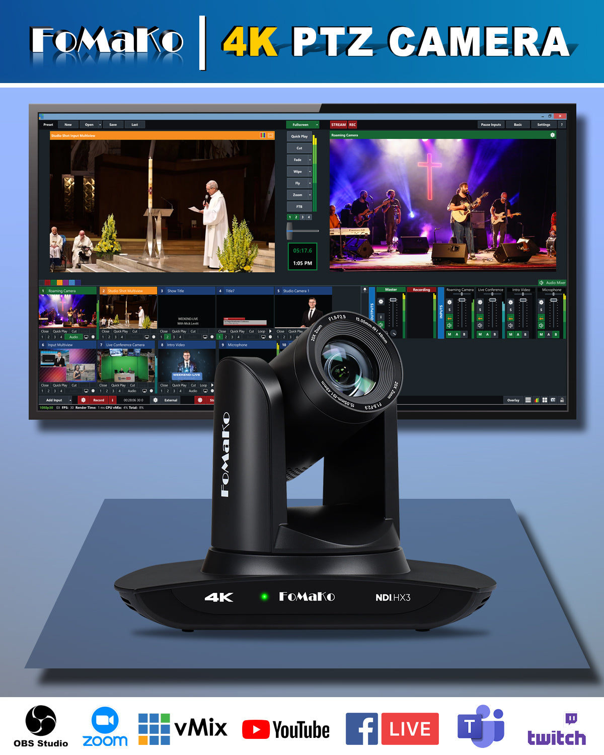 K20UH 4K NDI PTZ Camera with 20x Zoom | FoMaKo