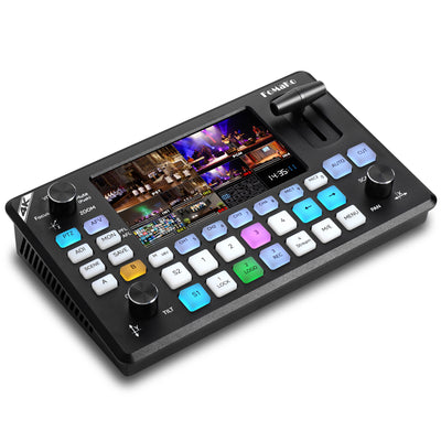 FoMaKo 4K HDMI Video Mixer Switcher, 5.5 Inch FHD LCD Screen, 4-Channel HDMI Live Streaming Switcher, 4K 60FPS Input, 1080p 60FPS Output, Support PTZ Controller,KC602