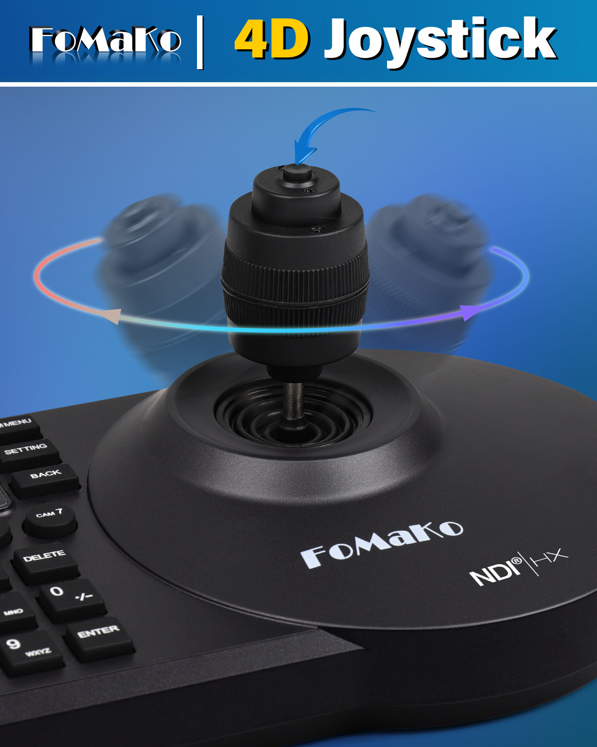 FoMaKo KC608 Pro NDI PTZ Camera Controller PoE Powered, Built-in LCD P