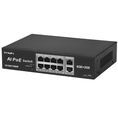 FoMaKo P1000 Computer Networking Switches| 8 PoE+ Port @ 120W | 8 Port PoE Gigabit Ethernet Switch | Plug & Play | Extend Mode | PoE Auto Recovery | Silent Operation