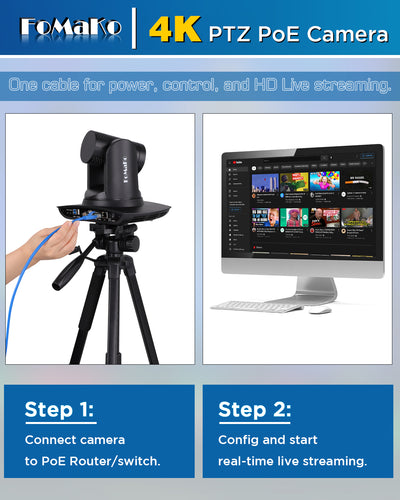 FoMaKo K30NS 4K 30x Optical Zoom PTZ Camera with NDI 6 & NDI HX3, AI Auto-Tracking Gen 3, 3G-SDI/LAN/USB3.0/HDMI – Professional Live Streaming Camera for Church, Worship, Education & Conference