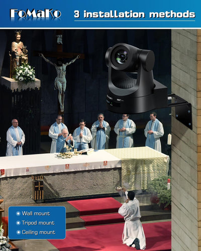 FoMaKo KN30A Pro NDI PTZ Camera,30X Optical Zoom, AI Auto-Tracking Gen 3, HDMI PTZ Camera for Church Worship Live Services Education Events PoE(Official NDI 6 & NDI HX3 Certified)